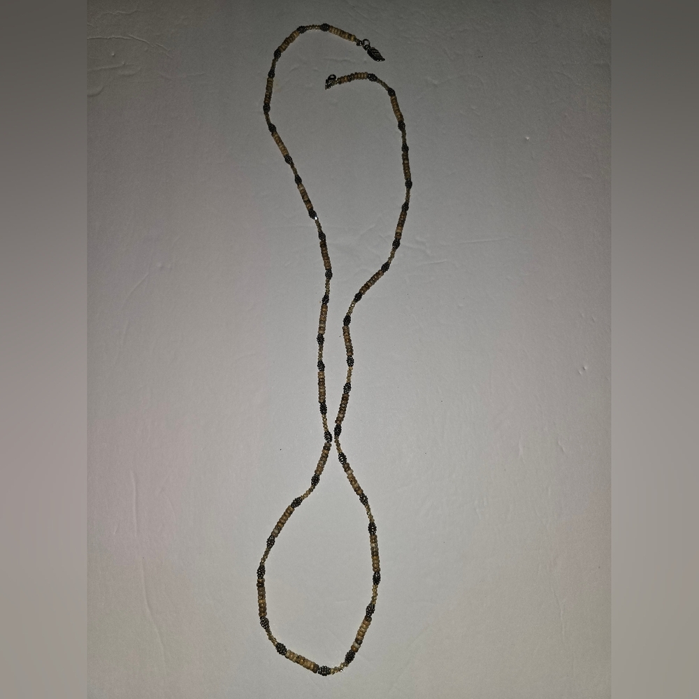 Long Neutral Color Beaded Necklace Or Body Chain 39" Long Chain NWOT